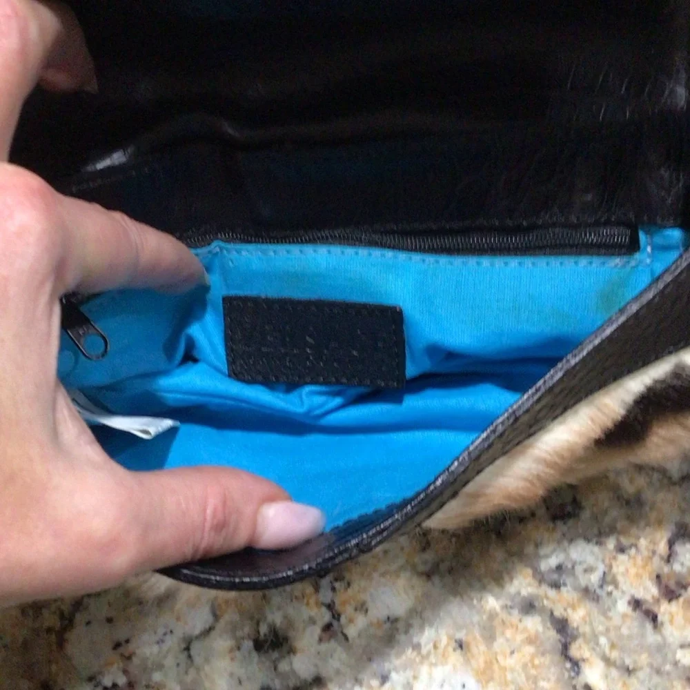 Versace Jeans Couture Faux Tiger Fur Shoulder Bag
